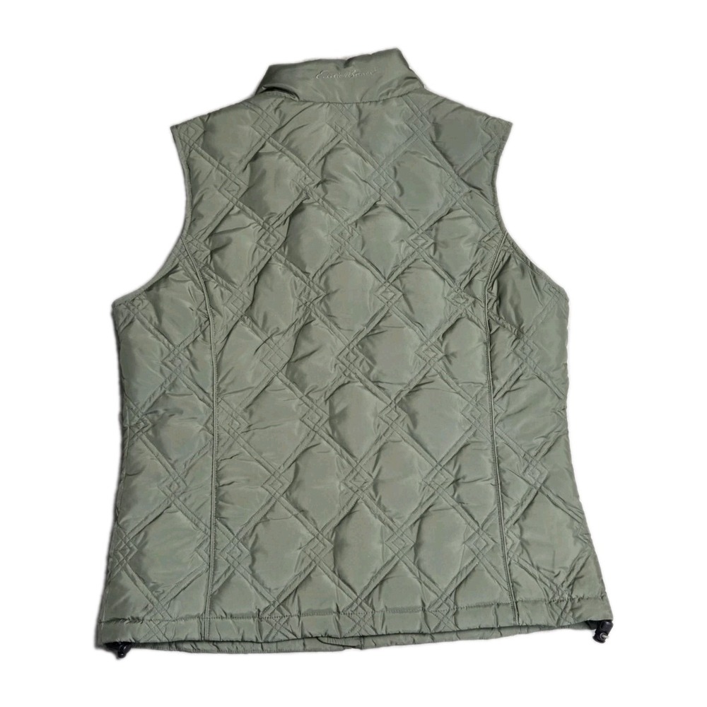 Eddie Bauer Womens Quilted Goose Down Puffer Vest Full Zip Medium Green - Picture 4 of 16